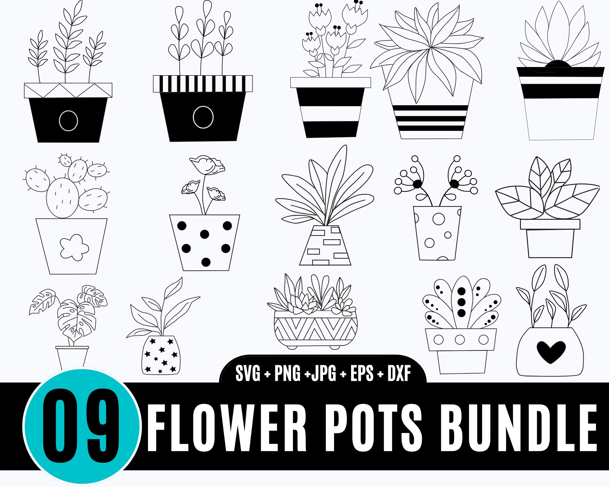 Flower Pot SVG Bundle Plants SVG Potted Plants Svg Etsy