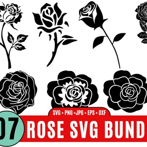 Rose Bundle SVG, Rose Silhouette, Rose Clipart, Rose Vector, Rose Svg Cut File, Rose Svg, Rose Svg cut files for Cricut, Red Roses Svg