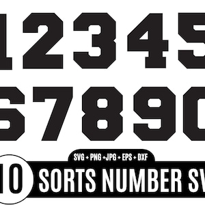 10 Sport Numbers Bundle Svg, Numbers Svg, Jersey Numbers Svg, Varsity ...