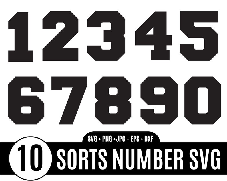 10 Sport Numbers Bundle Svg Numbers Svg Jersey Numbers Svg Etsy