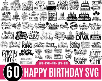 Happy Birthday, Happy Birthday Script, Happy Birthday Stencil, Birthday  SVG, Birthday Shirt svg, Happy Birthday Sign SVG