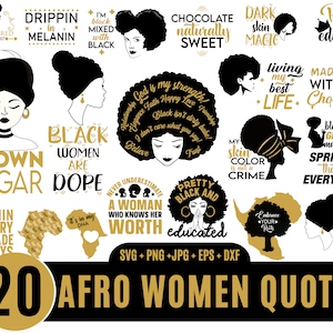 20 Afro Woman Bundle SVG Designs, Black Woman Gesicht svg, Afro Frau Svg, Black Queen Svg Plotterdatei Silhouette, Black History Month_BD