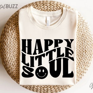 Happy Little Soul SVG, PNG, Retro Kids Quote, Meisjes, Jongens, Peuters, Kids Svg, Golvende tekst, Png-bestand voor sublimatie, Svg, Cut-bestand voor Cricut