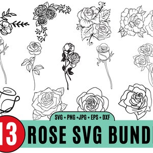 Rose Bundle SVG,  Rose Clipart, Rose Vector, Rose Svg Cut File,Rose Silhouette, Rose Svg, Rose Svg cut files for Cricut, Red Roses Svg