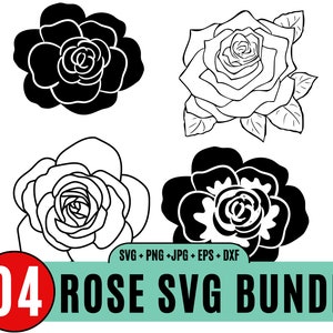 Rose Bundle SVG, Rose Silhouette, Rose Svg Cut File, Rose Svg, Rose Clipart, Rose Vector, Rose Svg cut files for Cricut, Red Roses Svg