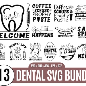13 Presente para Dentista svg, Pacote de dentista svg, Provérbios dentais svg, Higienista dental svg, Pacote de dentista svg, Dentes svg_BD