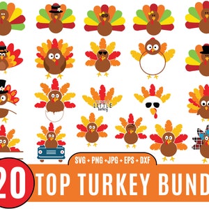 20 Thanksgiving Türkei svg Bundle, Truthahn Gesicht svg, süße Truthahn svg, Happy Türkei Tag svg, Thanksgiving SVG, Thanksgiving Cut Files_BD
