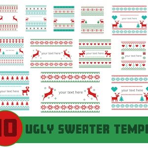 10 kerst lelijke trui sjablonen, lelijke trui SVG, Merry Christmas SVG, bundel SVG, lelijke trui SVG voor Cricut, silhouet