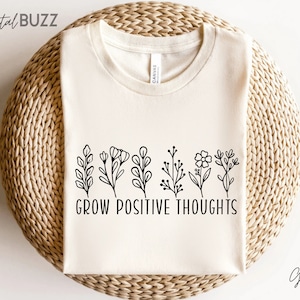 crecer pensamientos positivos svg, Bouquet SVG, Floral svg, Minimalist Svg, naturaleza svg, marco floral svg, Split monogram svg, flower sketch svg