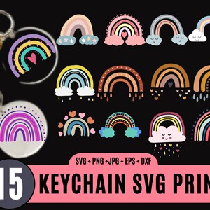 15 Keychain SVG Bundle, Keychain Pattern Svg, Keyrings Patterns SVG, Circle Keychain, Key Fob SVG, boho keychain pattern svg.