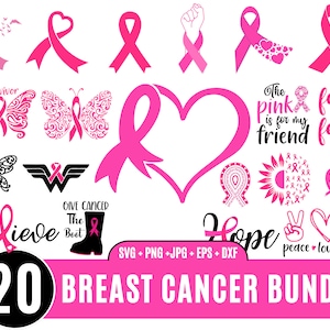 Brustkrebs SVG Bundle, Krebs Band SVG, rosa Band SVG, Brustkrebs Awareness Png, Brustkrebs Überlebende, Instant Downlaod