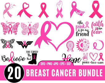 Breast Cancer SVG bundle, Cancer Ribbon Svg, Pink ribbon Svg, Breast Cancer Awareness Png, Breast Cancer Survivor, Instant Downlaod