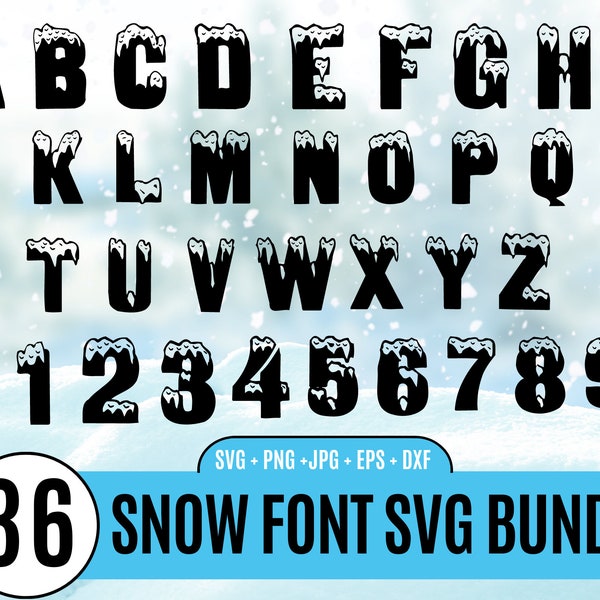 36 Snow Font SVG bundle, Winter svg, snow monogram, Winter fonts, Letters Cut Files, Christmas alphabet svg, Files for cricut silhouette_BD