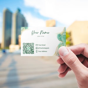 QR-Code gedruckte Visitenkarten personalisiert Gold-Smaragdgrün-Thema Doppelseitig Fügen Sie Logo und Social-Media-Details hinzu Bild 5
