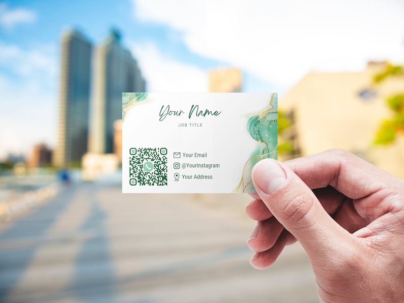QR-Code gedruckte Visitenkarten personalisiert Gold-Smaragdgrün-Thema Doppelseitig Fügen Sie Logo und Social-Media-Details hinzu Bild 5