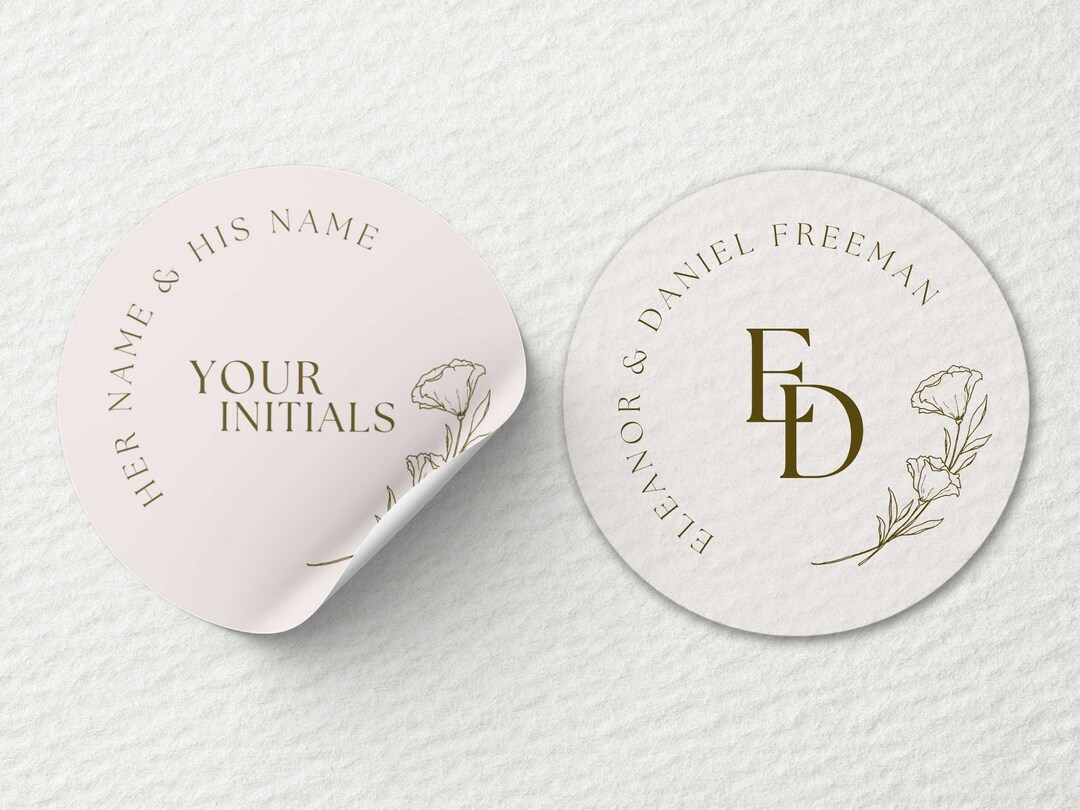 Printed Round Stickers Personalised | Rose Theme | 25mm, 45mm | 25, 35 ...
