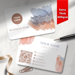 Visitekaartjes met QR-code gepersonaliseerd | Roze rook | Dubbelzijdig | Voeg je gegevens toe | Dikke kaart: 400 gsm