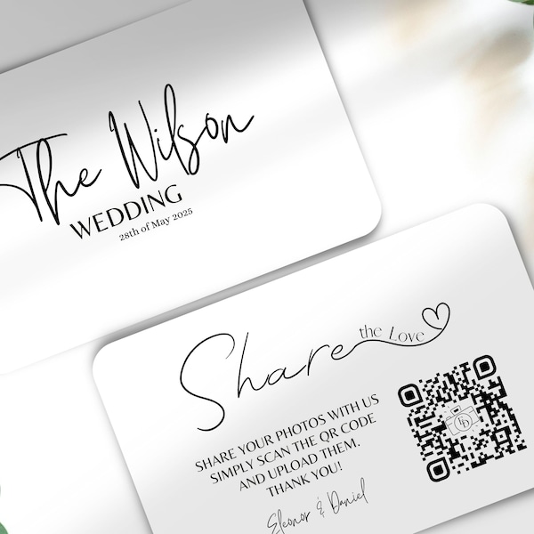 Gedruckte Hochzeitskarte mit Foto-Sharing-QR-Code | Website zur Hochzeitskarte | Für Sie entworfen | Ihre Gäste werden ihre Fotos teilen