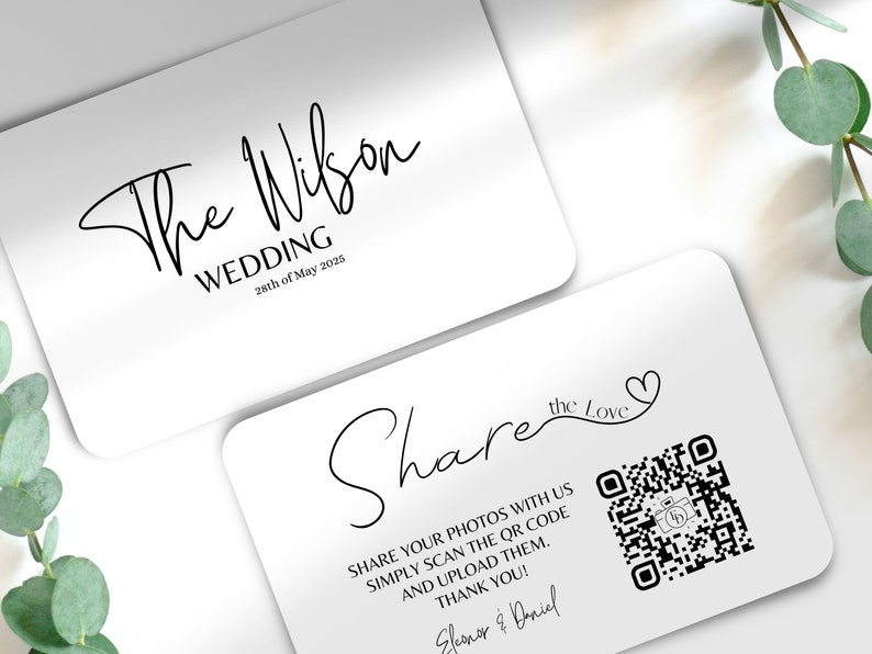 Printed Wedding Card Photo Sharing QR Code Website on Wedding Card Designed for You Your Guests will Share their Photos image 1