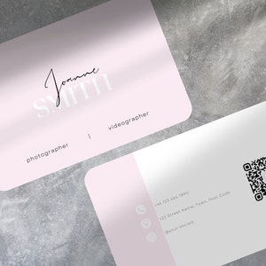 QR Code Printed Business Cards Personalised | Vertical Split Pink Theme | Double Sided | Add Logo and Social Media Details