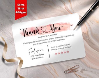 Custom Thank You Cards with QR Code Pink Brush