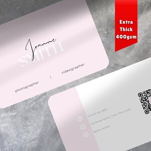 Visitekaartjes met QR-code gepersonaliseerd | Verticale split roze | Dubbelzijdig | Voeg je gegevens toe | Dikke kaart: 400 gsm