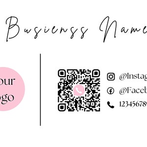 QR-Code gedruckte Visitenkarten personalisiert Rosa Pinsel Thema Doppelseitig Füge Logo und Social Media Details hinzu Bild 7