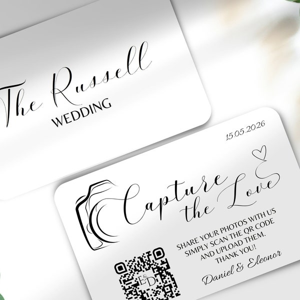 Carte de mariage imprimée avec partage de photos Code QR Capturez l'amour | Site Web sur la carte de mariage | Vos invités partageront leurs photos
