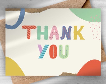 Printed Thank You / Note Postcards Multicoloured Fancy with Envelope | A6 Size Format | Small Business, Gifts, Events