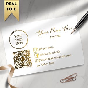 Gold Foil Single Sided Business Cards with QR Code