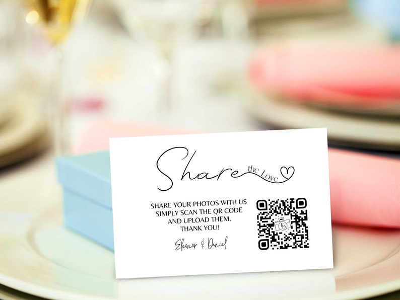 Printed Wedding Card Photo Sharing QR Code Website on Wedding Card Designed for You Your Guests will Share their Photos image 3