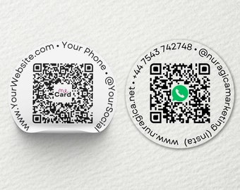 Printed Round Stickers Personalised | QR Code & Details | 45mm | Matte, Glossy, Transparent/Clear | Business, Events, Wedding