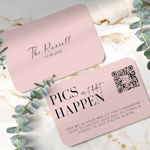 Gedruckte Hochzeitskarte Foto Fotos Oder es Passiert nicht | Rosa | Website auf Hochzeitskarte | Ihre Gäste werden ihre Fotos teilen | Dicke 400g/m²