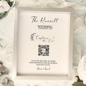 Letrero de boda impreso "Captura el amor" / A5 o A4 / Sitio web de la boda / Tus invitados compartirán sus fotos