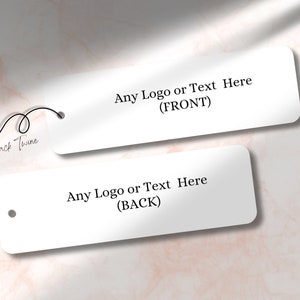 Etiquetas impresas de 90 mm × 28 mm personalizadas con logotipo, nombre comercial, cualquier texto/etiqueta, rótulo, expositor/cartulina gruesa de 350 g/m²