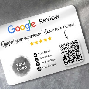 詳細を記載した Google レビュー カードの印刷 | 名刺 | レストラン、ショップ、ビジネス、パブ | 厚手カード 400 gsm