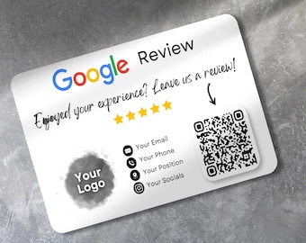 Printed Google Review Cards with your Details | Business Card | Restaurant, Shop, Business, Pub | Thick Premium Cardstock 350GSM