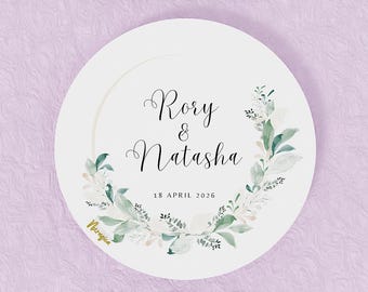 Printed Round Stickers Personalised | Floreal Theme | 25, 35, 45, 65, 85 mm | Matte, Glossy, Clear | Business, Events, Wedding