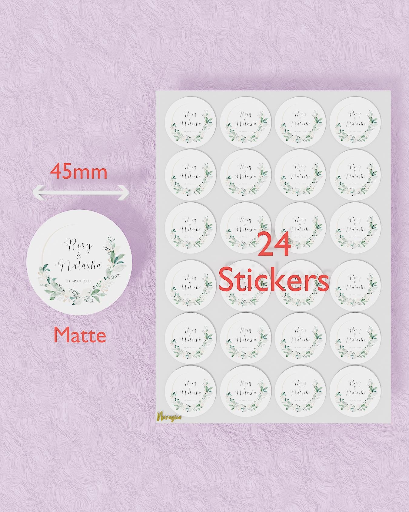 Printed Round Stickers Personalised | Floreal Theme | 25, 35, 45, 65 ...