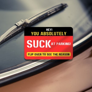 Gedrukt parkeerwaarschuwingsbord dubbelzijdig | Leuke kaart | Slechte parkeerplaats | Stop slechte gewoonten