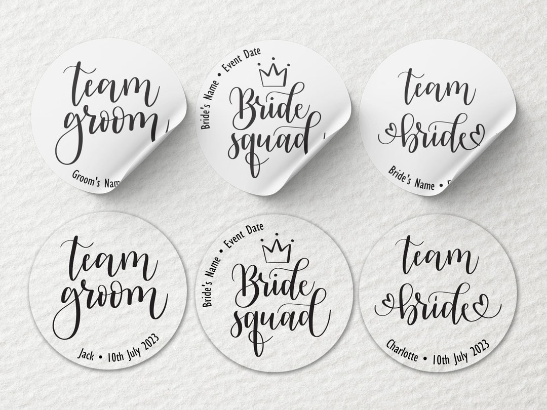 Custom Wedding Bride/groom Team Stickers Different Sizes: Matte, Glossy ...