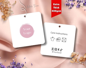 Etiquetas de precio para ropa impresas con cordel / 55 × 55 mm / Redondas / Sencillas / Profesionales / Doble cara / Personalizadas / Colgantes / Colgantes