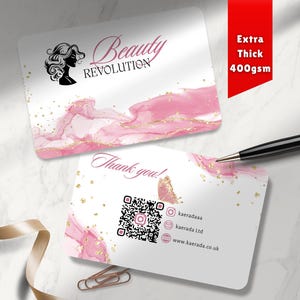 Visitekaartjes met QR-code gepersonaliseerd | Roze goud | Dubbelzijdig | Voeg je gegevens toe | Dikke kaart: 400 gsm