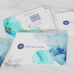 Aangepaste QR-code visitekaartjes gouden waterthema