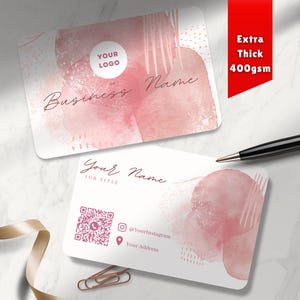 Visitekaartjes met QR-code gepersonaliseerd | Perzikexplosie | Dubbelzijdig | Voeg je gegevens toe | Dikke kaart: 400 gsm