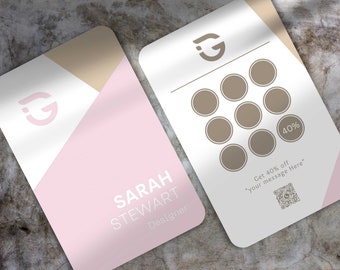 Printed Loyalty Cards Customised for You | Modern Rose Theme | Double Sided | Thick Cardstock | Add Logo, Social Media Details