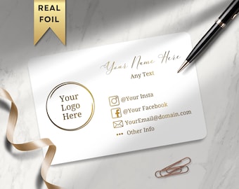 Tarjetas de presentación minimalistas de una sola cara con lámina dorada
