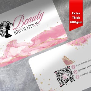Visitekaartjes met QR-code gepersonaliseerd | Roze goud | Dubbelzijdig | Voeg je gegevens toe | Dikke kaart: 400 gsm