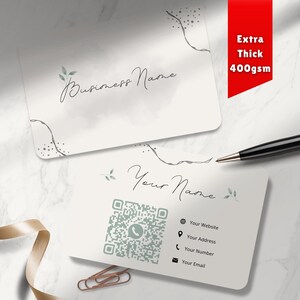 Biglietti da visita stampati con codice QR personalizzati / Grigio astratto / Fronte-retro / Aggiungi i tuoi dettagli / Cartoncino spesso 400 gsm