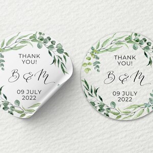 Pegatinas redondas impresas personalizadas / Rústicas florales / 25, 35, 45, 65, 85 mm / Mate, brillante, transparente / Para empresas, eventos y bodas